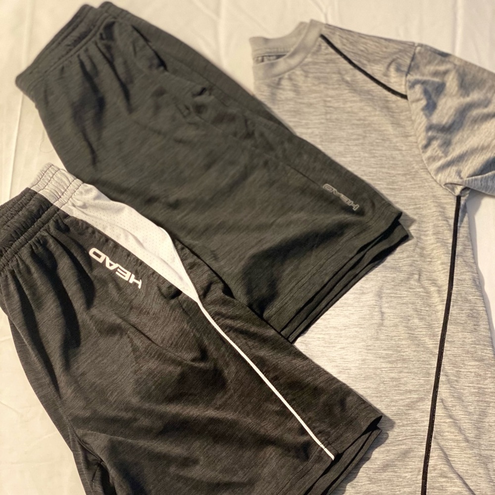 Head 3 sport shorts and 2 shirt- kids’ size  XL